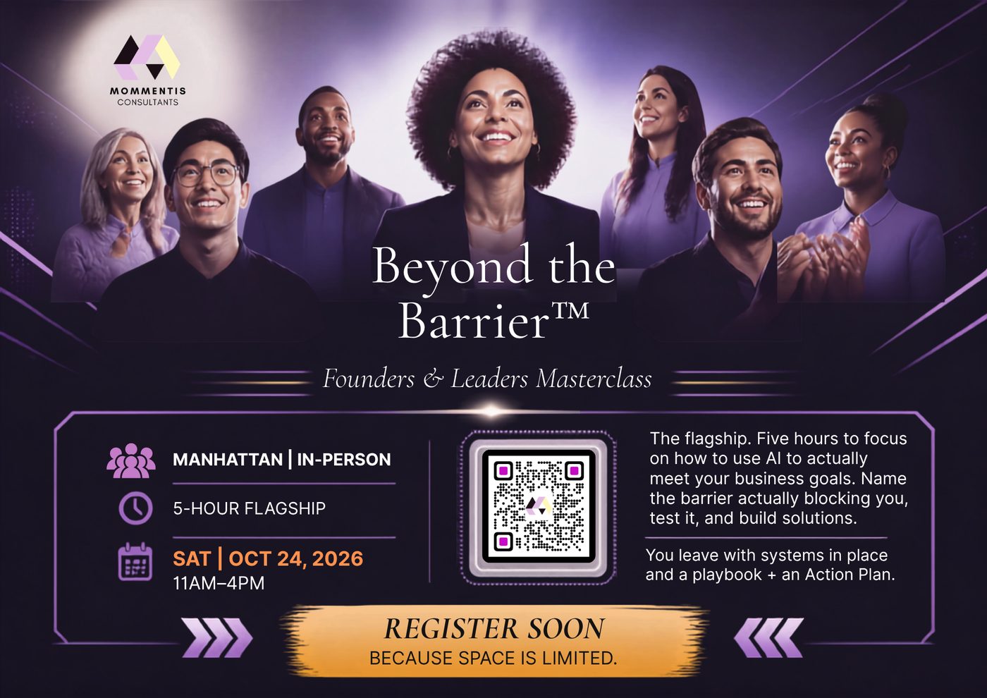 Beyond the Barrier™ — Founders & Leaders Masterclass, Manhattan, Sat 24 October 2026, 11AM–4PM